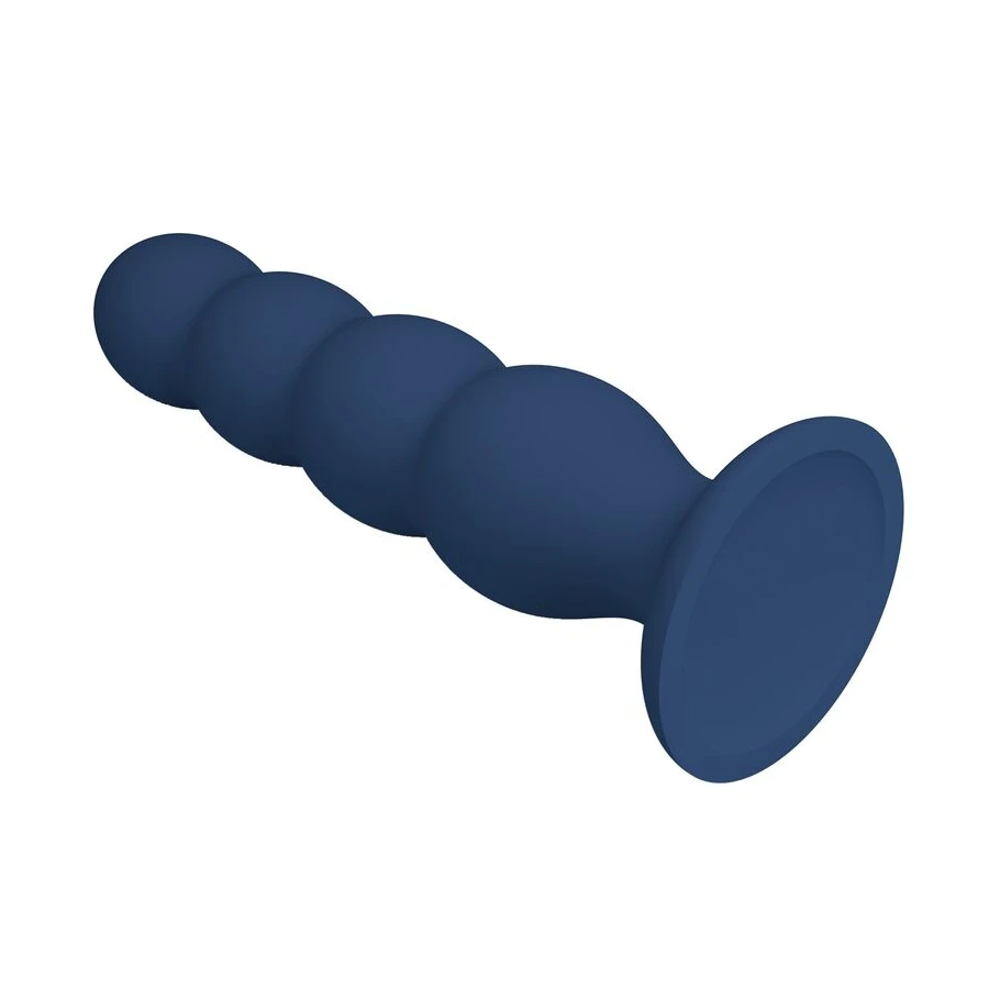 MR PLAY - PLUG ANALE CON 4 SFERE METALLICHE E VENTOSA BLU